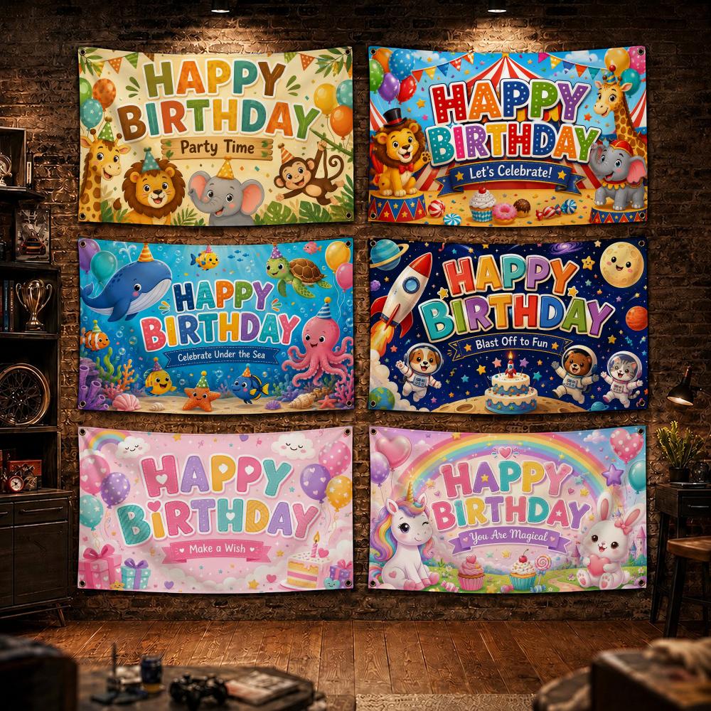 Outdoor Adventure Birthday Party - Drapeaux de fête d'anniversaire sur le